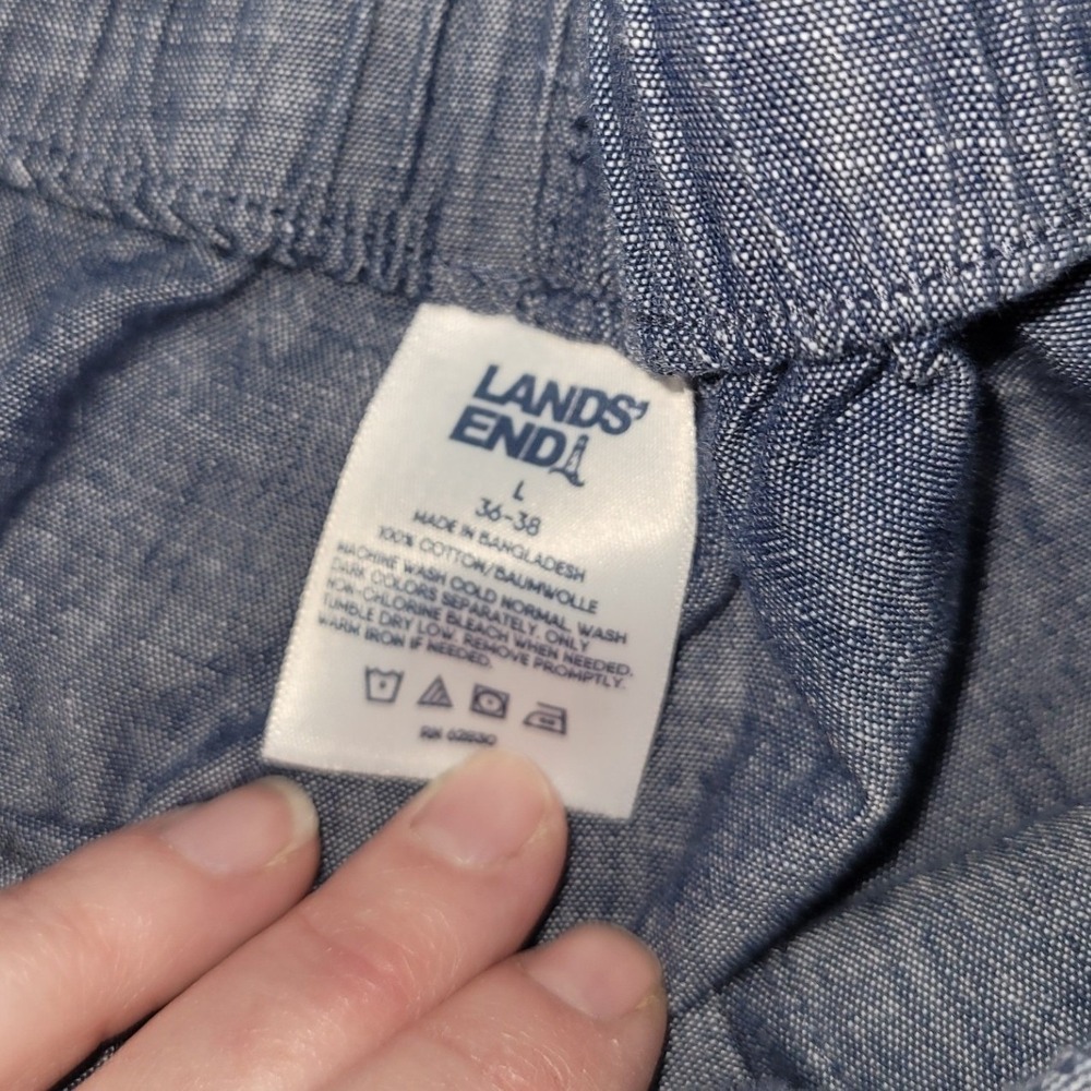 Lands End Mens Blue Cotton Chambray Pajama Pants‎ Lg 36-38 Waist 544152 - Picture 2 of 7